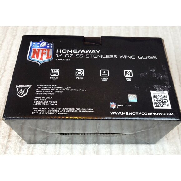 NIB Official NFL Sports Tennessee Titans  Football 12 Oz SS Logo Wine Glass Set - Picture 3 of 5